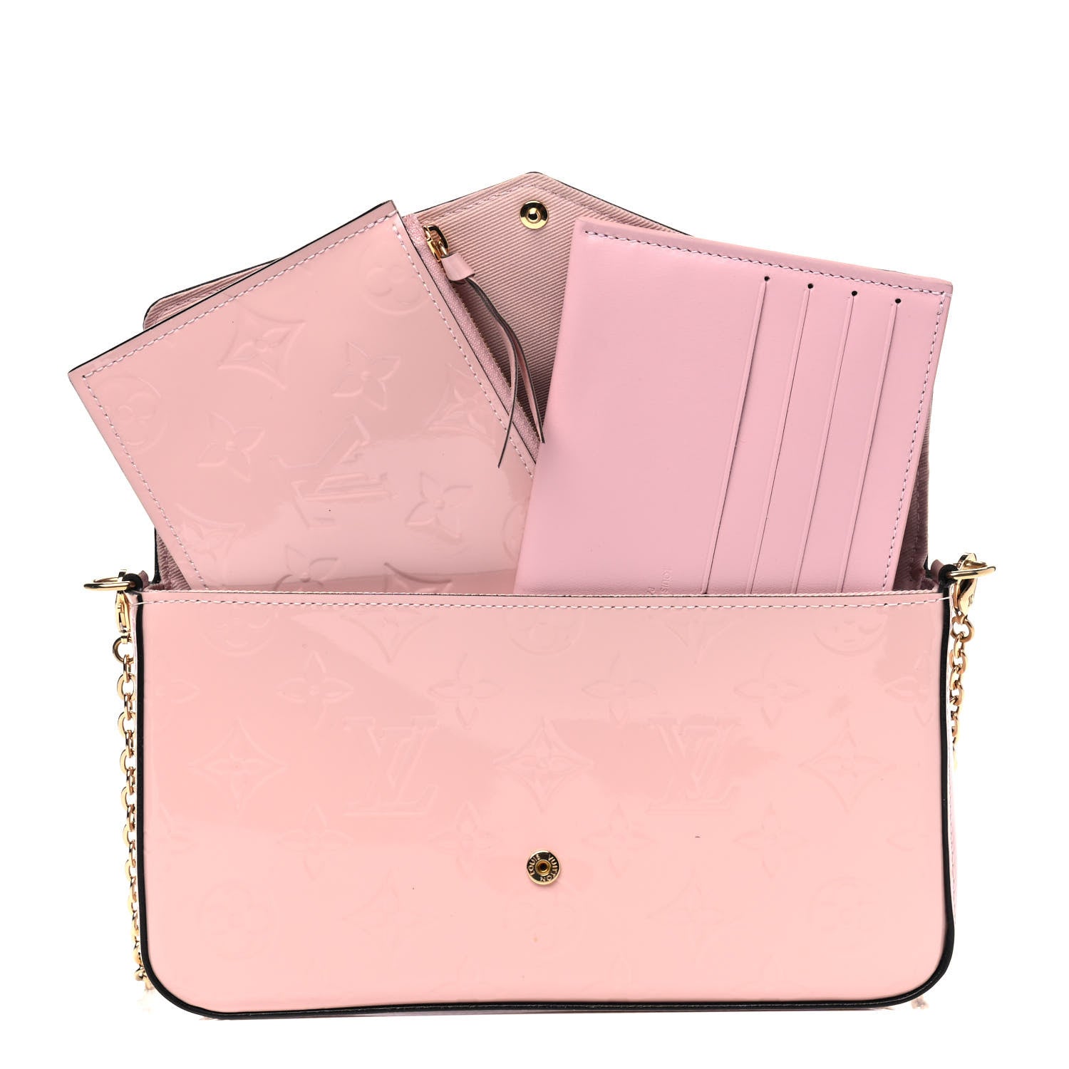 Louis Vuitton Vernis Felicie Chain Wallet Rose Ballerine 5 of 5