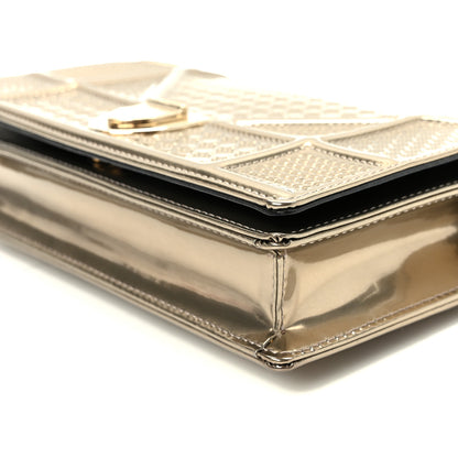 Christian Dior Metallic Patent Micro-Cannage Diorama Wallet on Chain Pouch Gold 9 of 9