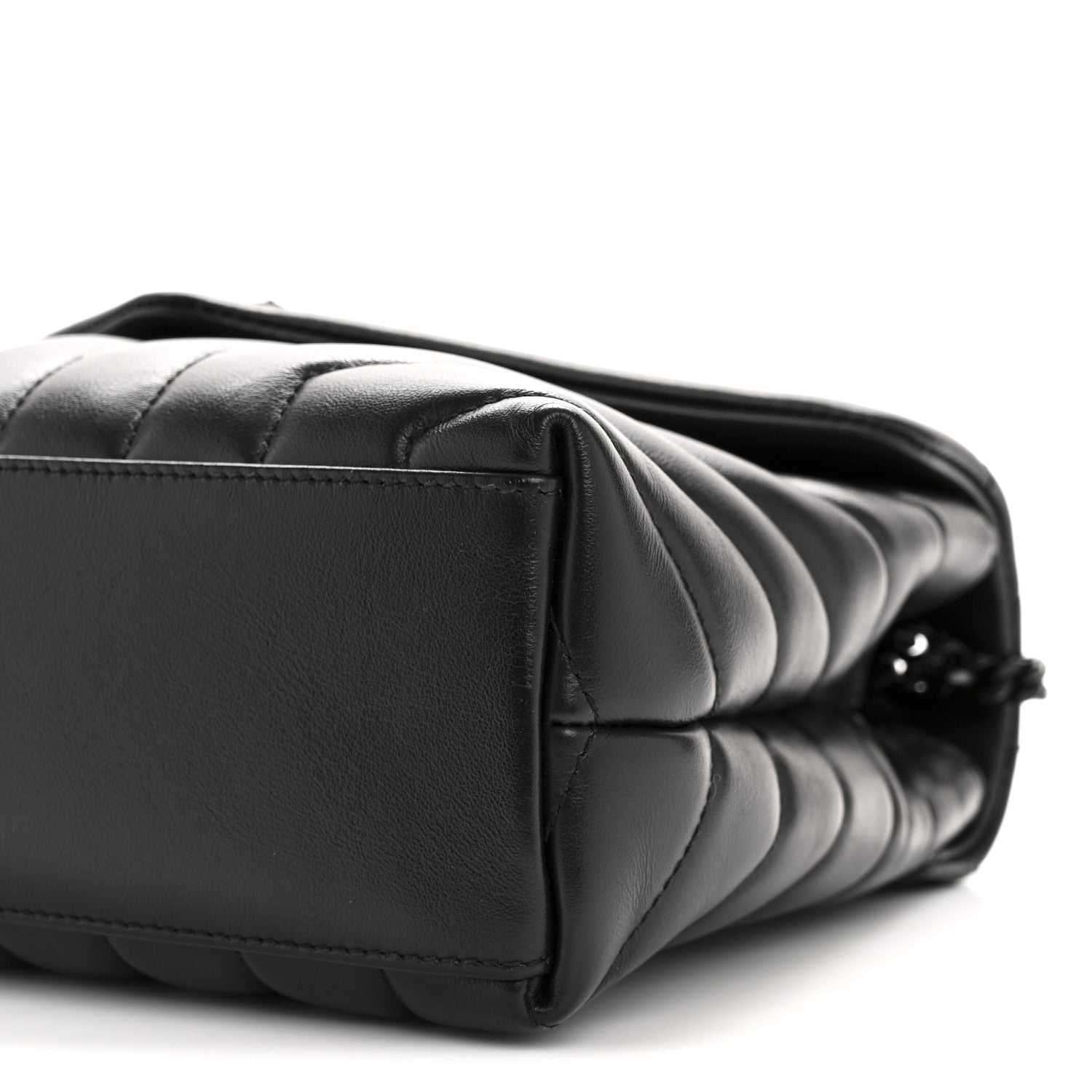 Saint Laurent Calfskin Y Quilted Monogram Monochrome Small Loulou Chain Satchel Black 10 of 12