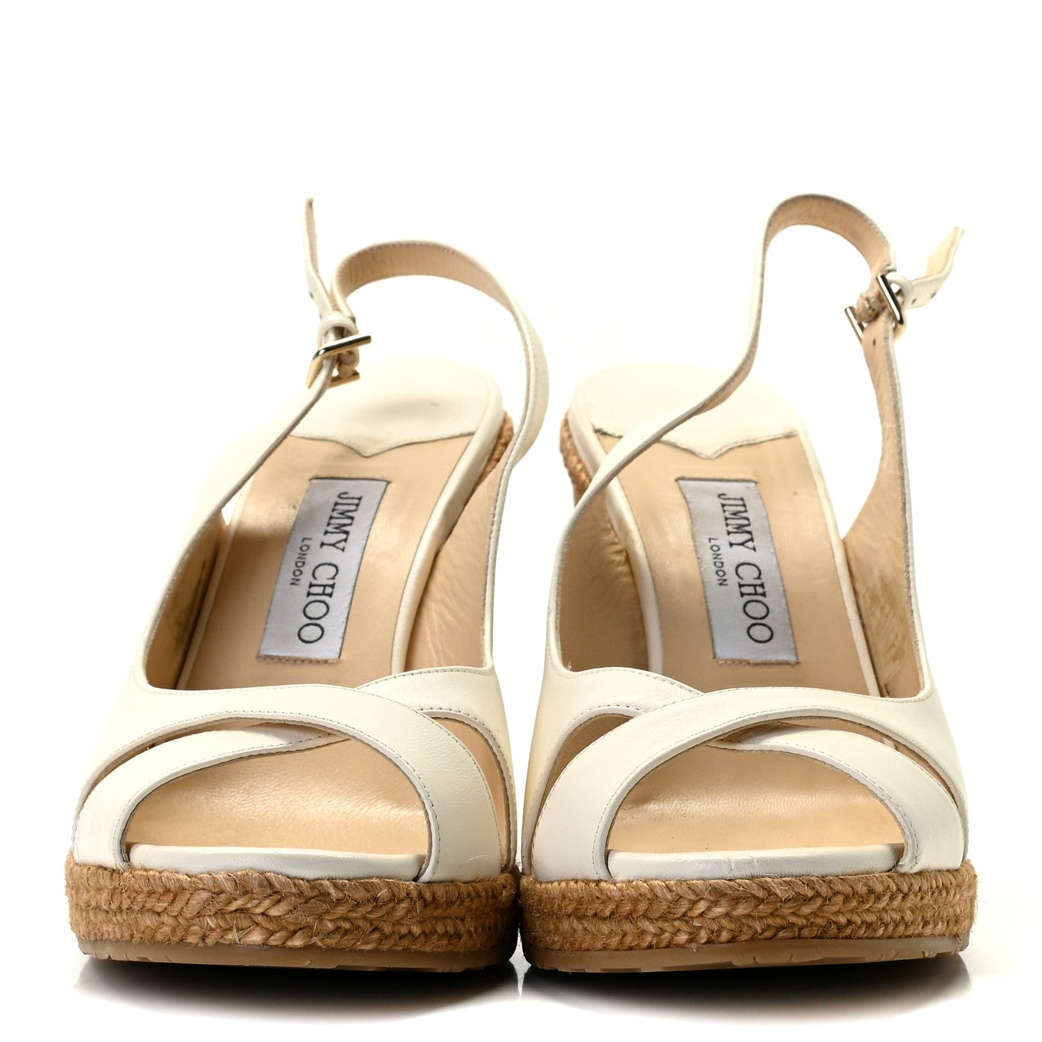 Jimmy Choo Nappa Cork Braided Amely 105 Wedge Sandals 40 Chalk 3 of 15