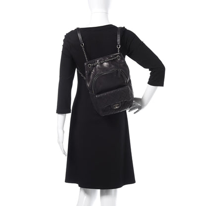 Chanel Lambskin Quilted Drawstring Backpack Black 2 of 16
