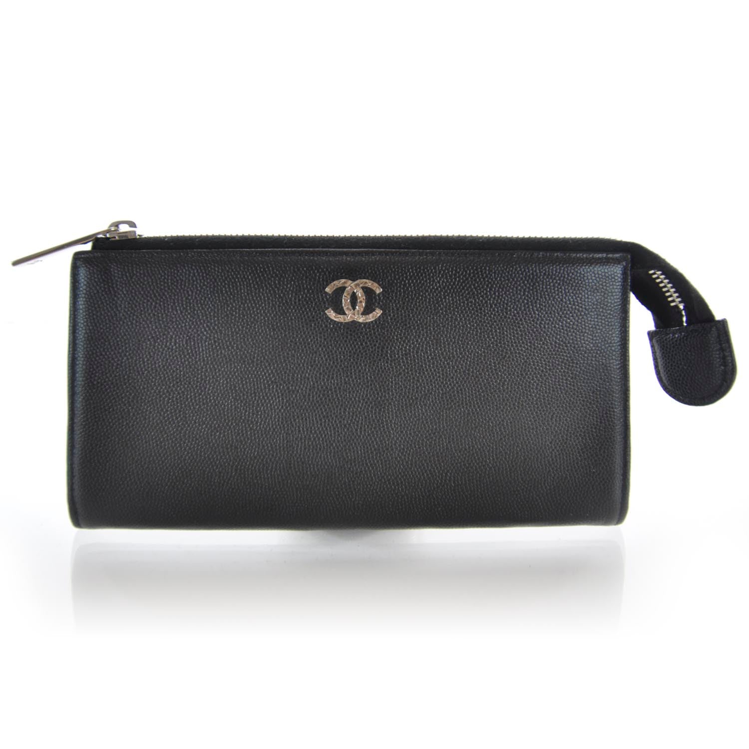 Chanel Caviar Zip Around Pouch Wallet Black 1 of 8