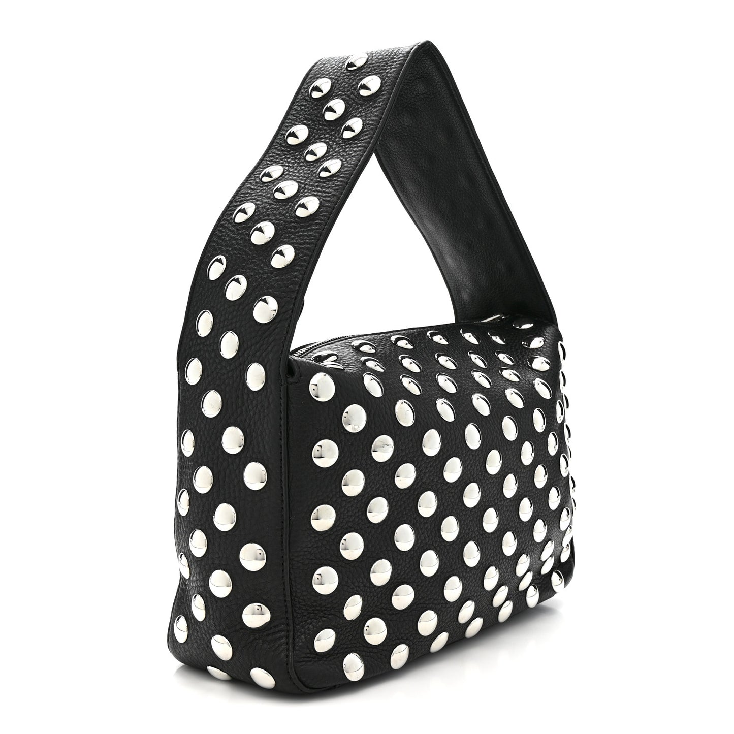 Pebbled Sport Calfskin Studded Elena Black