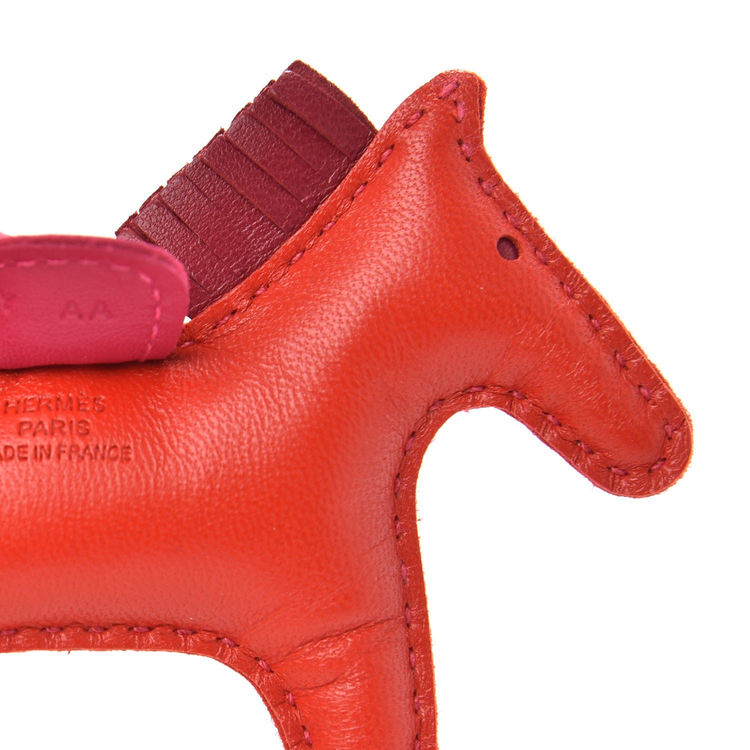 Hermes Milo Lambskin Grigri Rodeo Horse Bag Charm PM Rouge Indien Rubis Rose Mexico 3 of 4