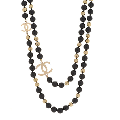 Chanel Beaded CC Long Necklace Black Gold 1 of 5
