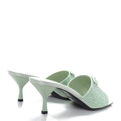 Prada Satin Crystal Logo 65mm Slide Sandals 39 Acqua 4 of 8