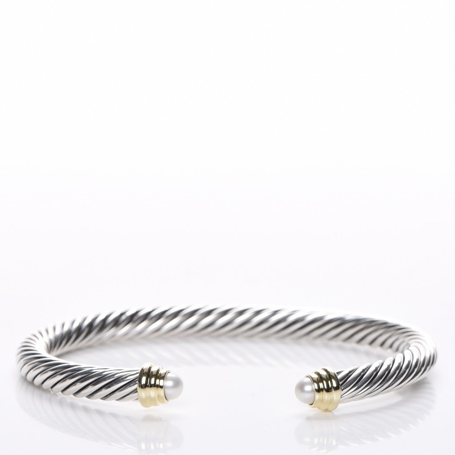 Sterling Silver 14K Yellow Gold Pearl 5mm Cable Classics Petite Color Bracelet