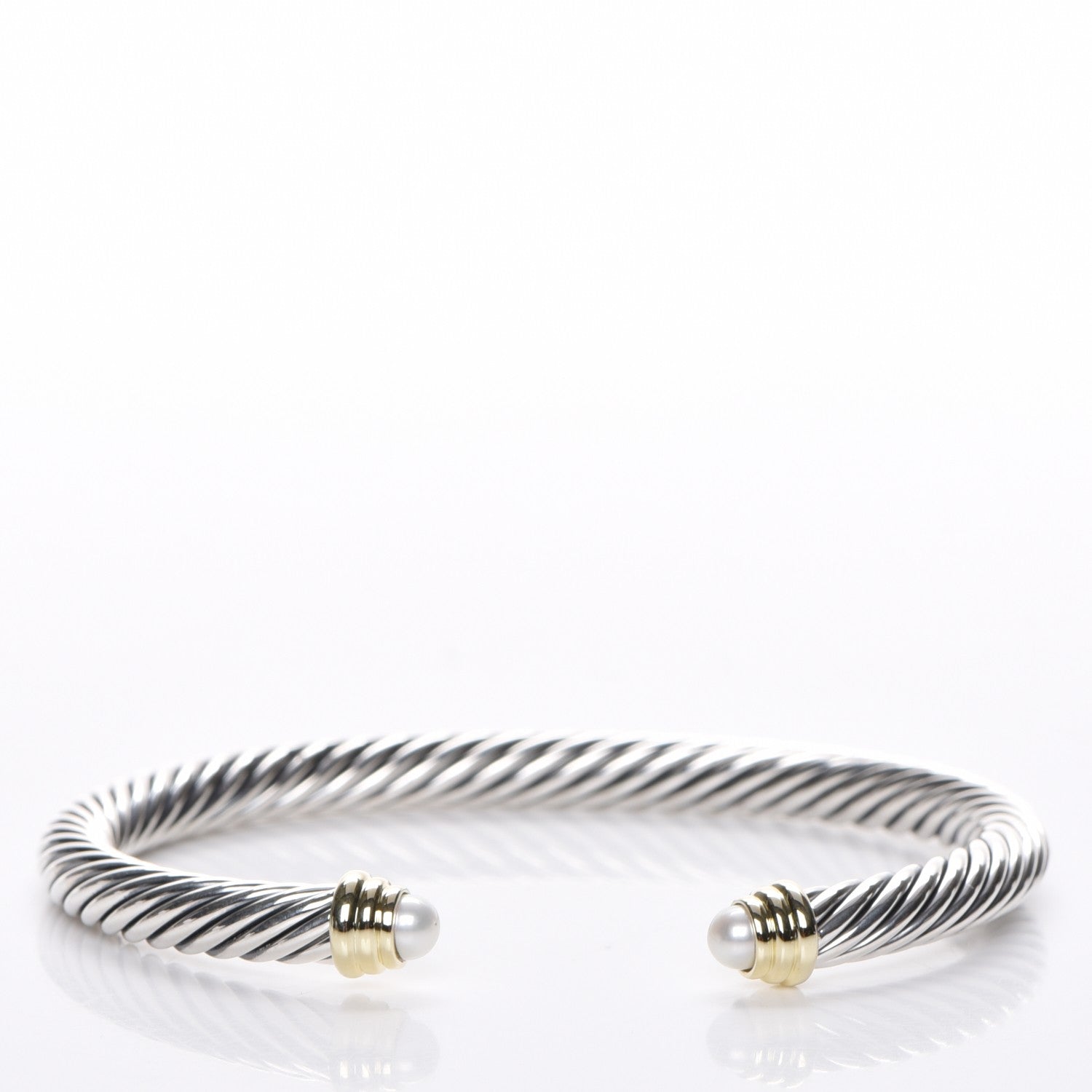 David Yurman Sterling Silver 14K Yellow Gold Pearl 5mm Cable Classics Petite Color Bracelet 3 of 6
