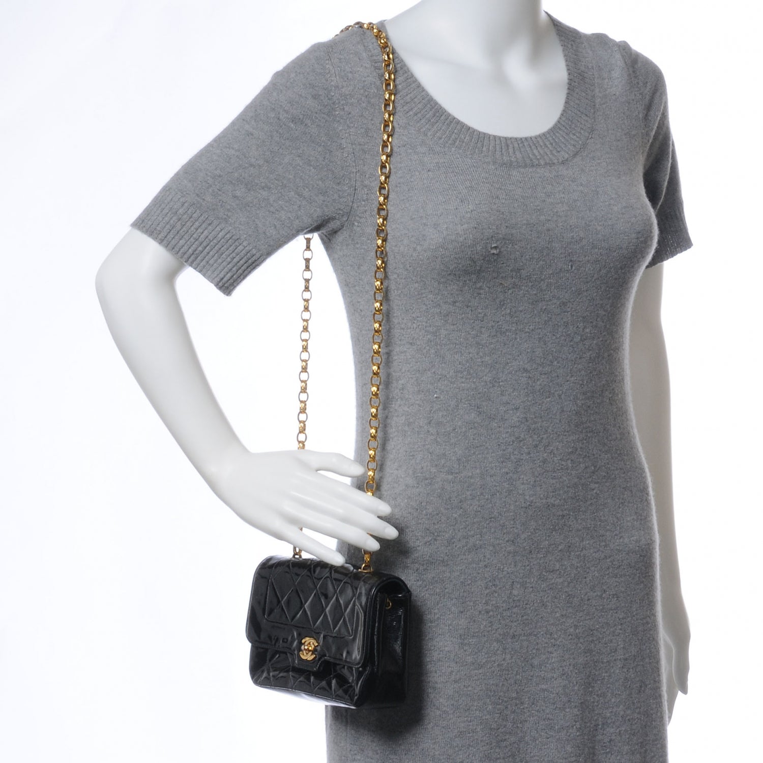 Chanel Patent Quilted Mini Flap Black 2 of 7