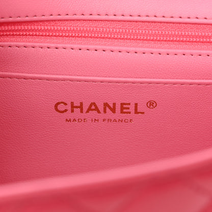 Chanel Lambskin Quilted Bi-Color Mini Top Handle Rectangular Flap Rose 6 of 11