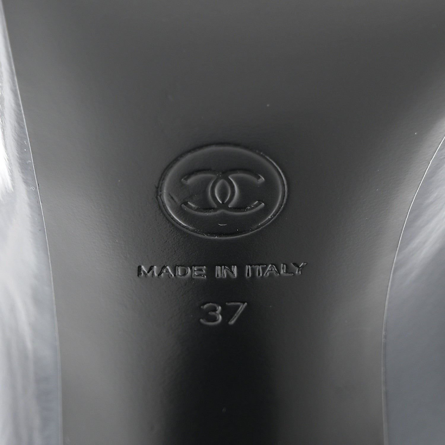 Chanel Shiny Goatskin Cap Toe Mary Jane Pumps 37 Navy Blue Dark Gray 8 of 9