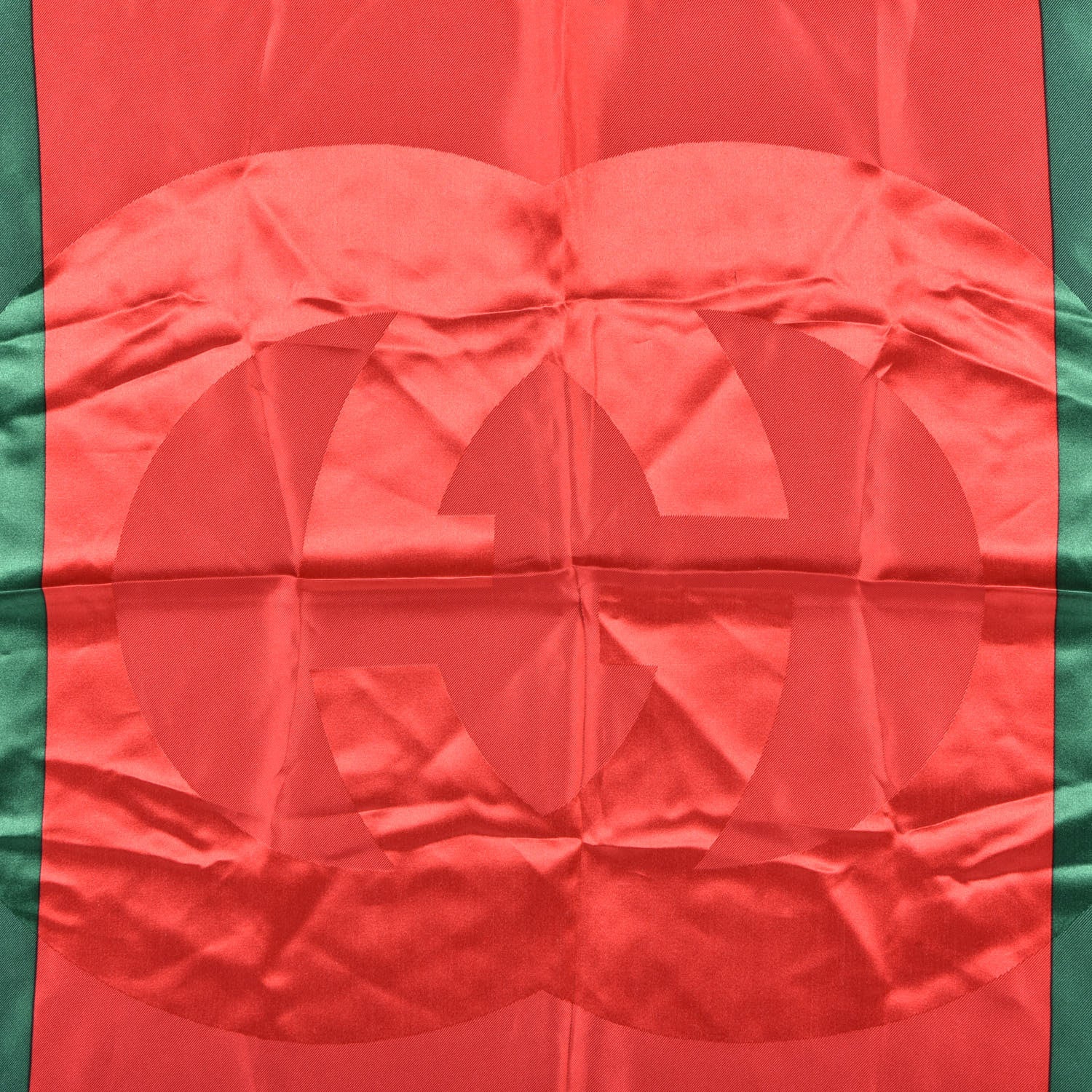 Gucci Silk Logo Square Scarf Green Red 3 of 3