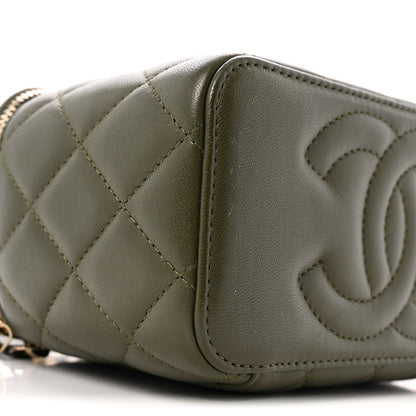 Chanel Lambskin Quilted Pick Me Up Vanity Case Khaki 9 of 11