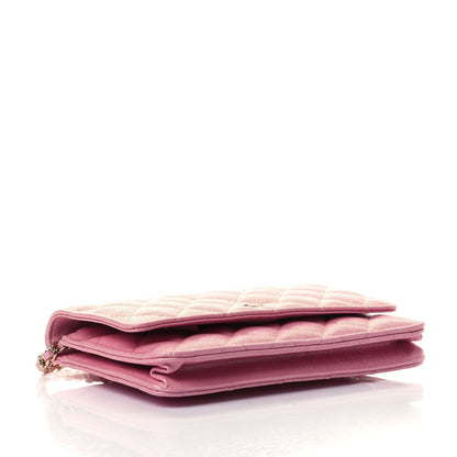 Chanel Iridescent Caviar Quilted Wallet on Chain WOC Rose Pink 3 of 4
