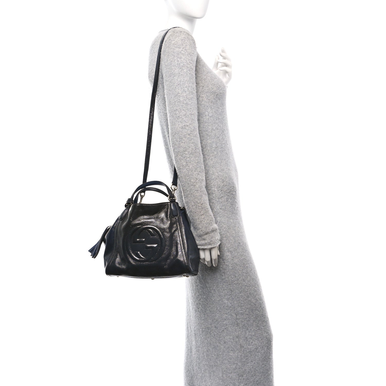 Gucci Patent Small Soho Shoulder Bag Uniform Blue 2 of 10