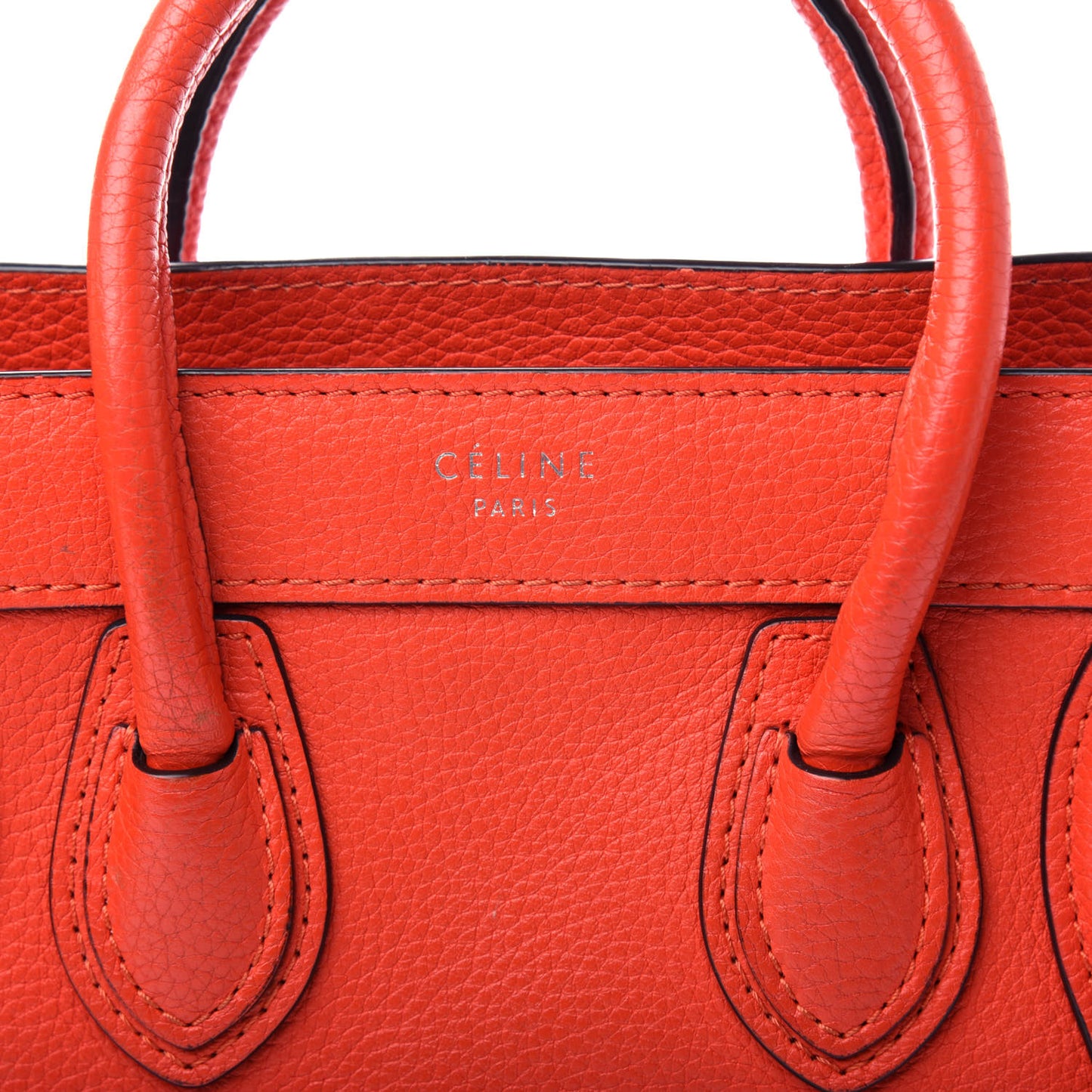 Drummed Calfskin Nano Luggage Vermillion