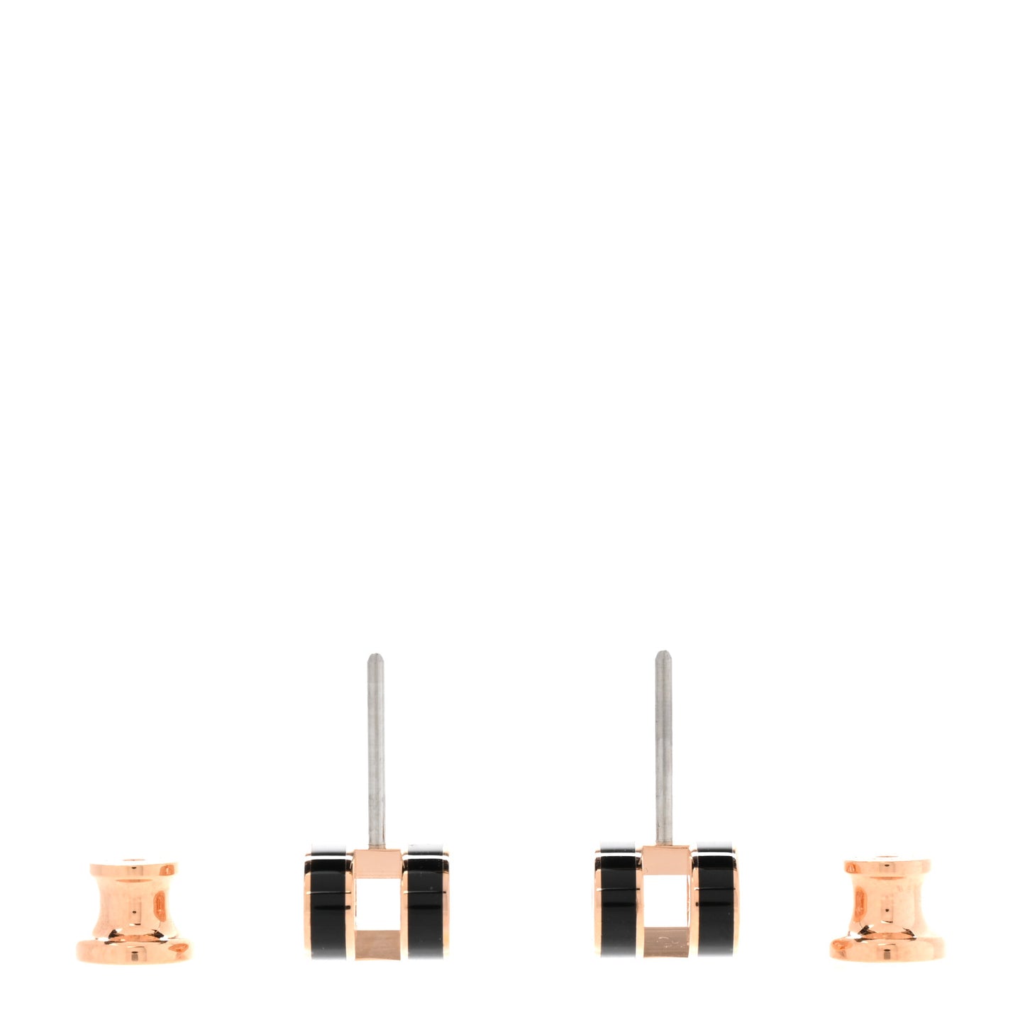 Rose Gold Lacquered Mini Pop H Earrings Black