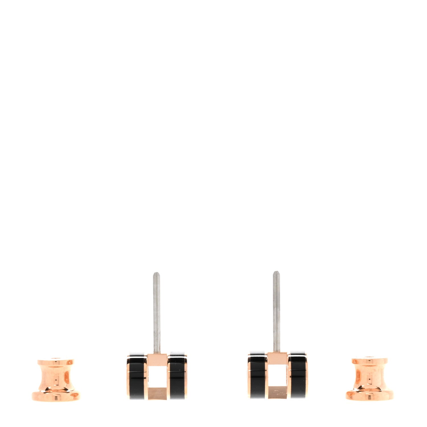 Hermes Rose Gold Lacquered Mini Pop H Earrings Black 3 of 6