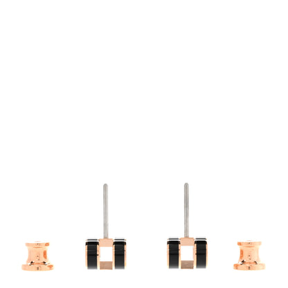 Hermes Rose Gold Lacquered Mini Pop H Earrings Black 3 of 6