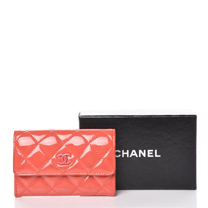 Chanel Patent Quilted Flap Card Holder Dark Pink 13 of 13