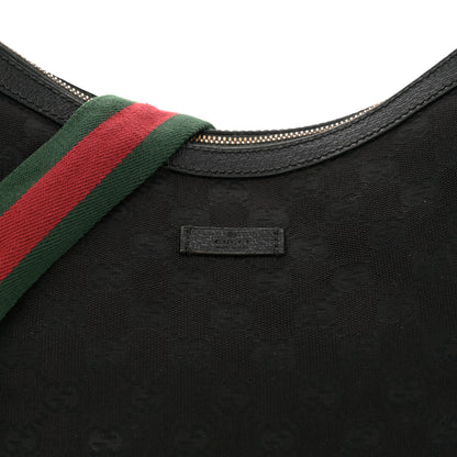 Gucci Monogram Web Medium Half Moon Hobo Black 8 of 12