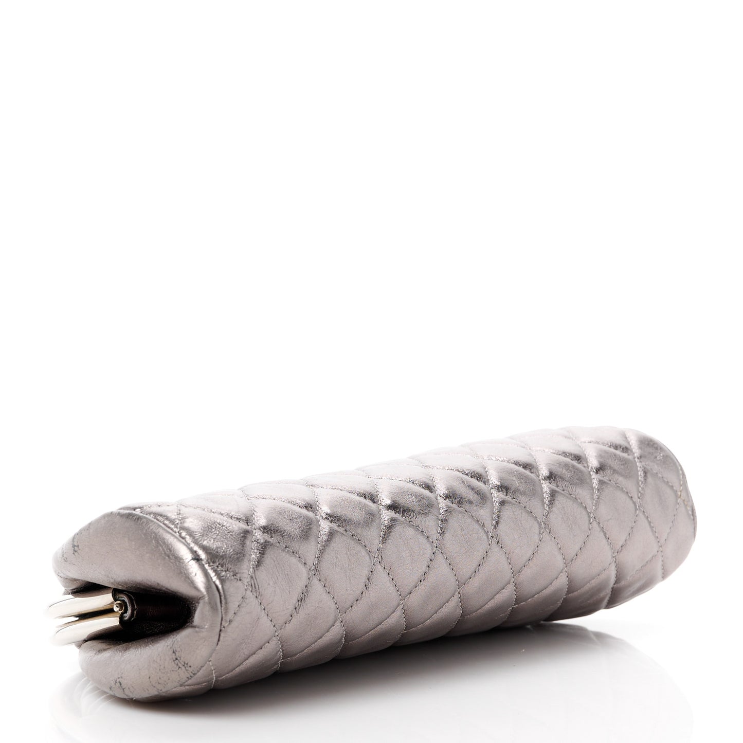 Metallic Aged Calfskin Quilted Timeless Clutch Silver