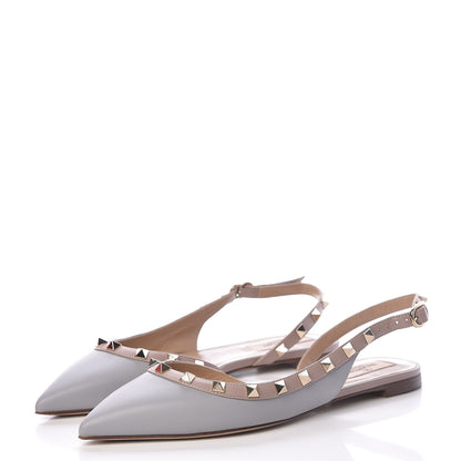 Valentino Garavani Nappa Rockstud Slingback Flats 37 Pastel Grey Poudre 3 of 9