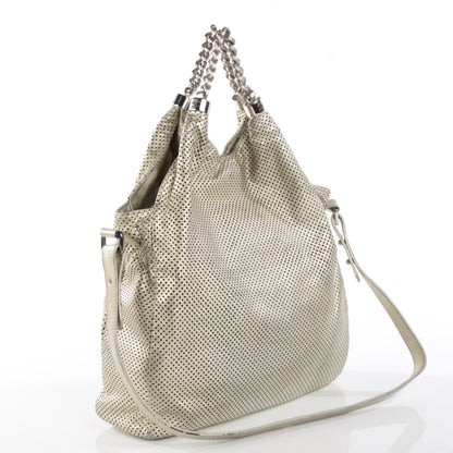 Chanel Metallic Glazed Calfskin Perforated Large Rodeo Drive Tote Silver 3 of 7