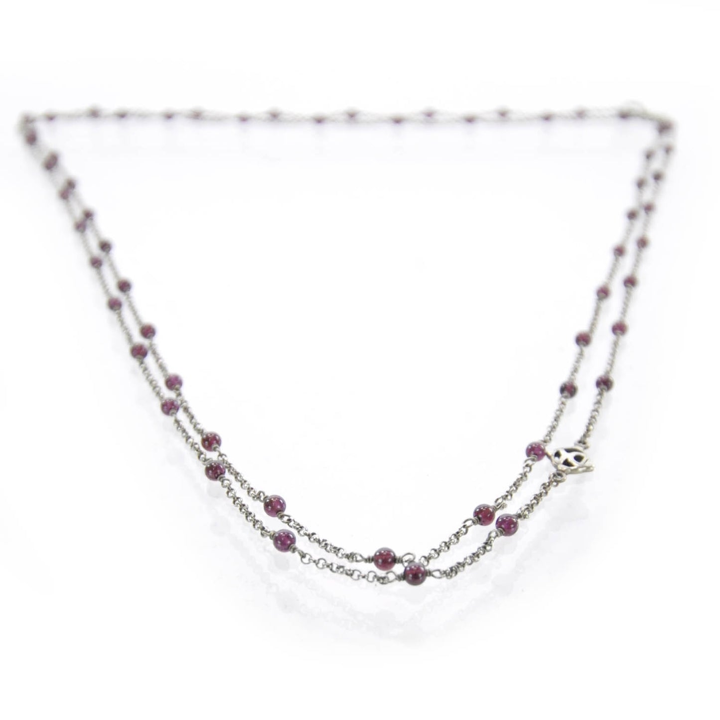 Sterling Silver Garnet Bead Chain Necklace
