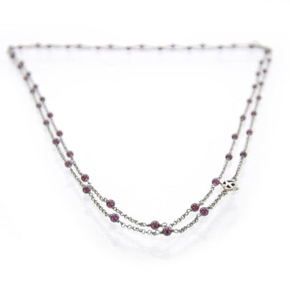 David Yurman Sterling Silver Garnet Bead Chain Necklace 1 of 4