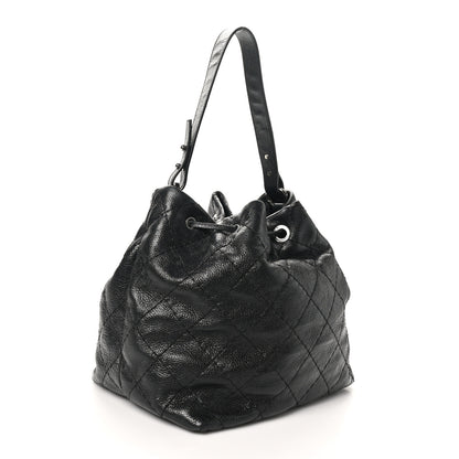 Chanel Glazed Calfskin On The Road Drawstring Tote Black 3 of 10