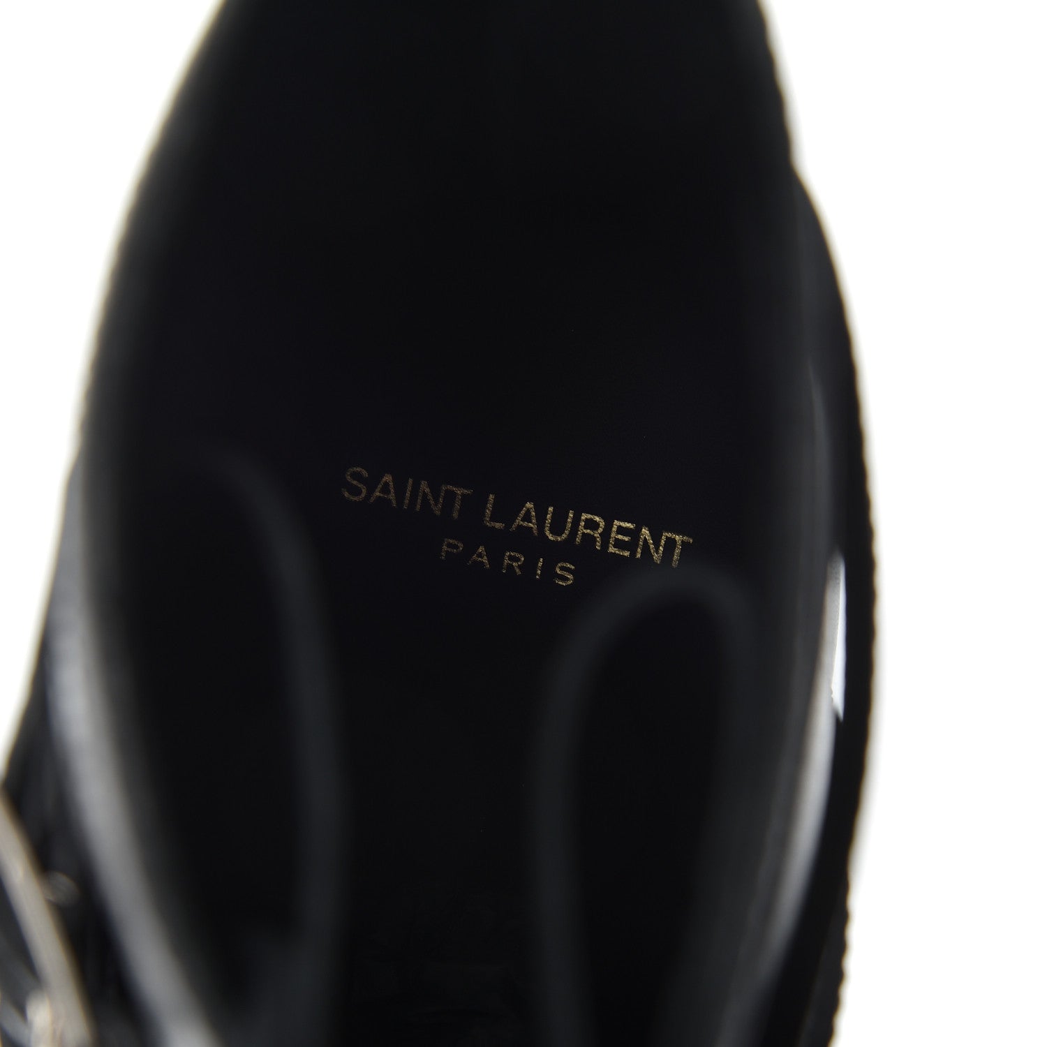 Saint Laurent Smooth Calfskin Studded Strap Rangers Boots 37.5 Black 6 of 16
