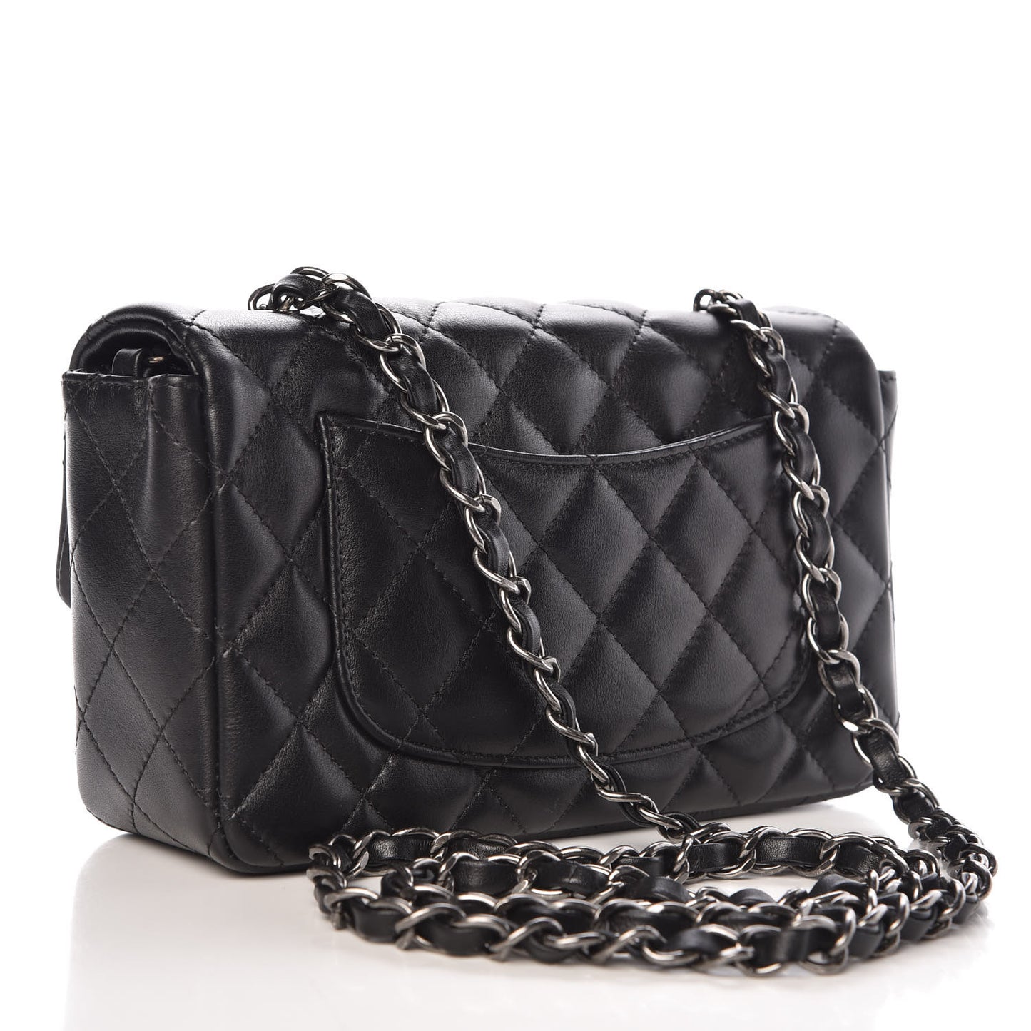 Lambskin Quilted Mini Rectangular Flap Black