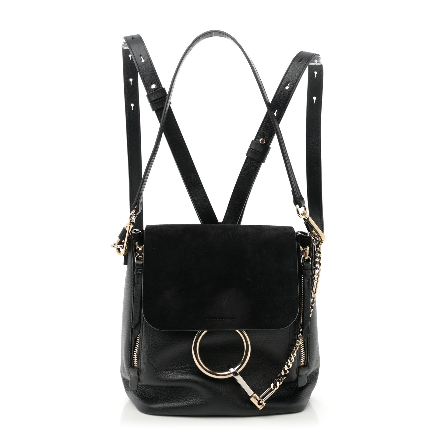 Suede Calfskin Small Faye Backpack Black