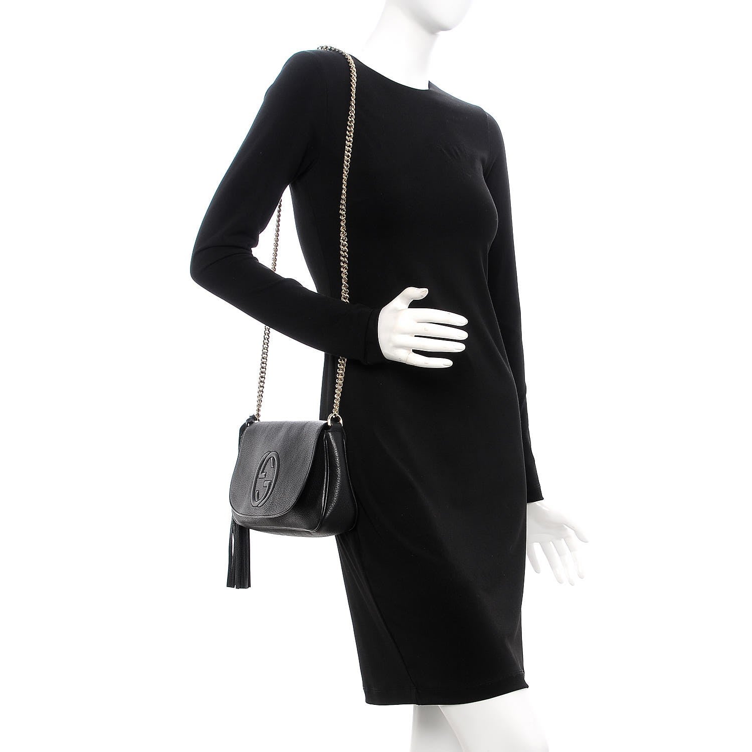 Gucci Pebbled Calfskin Medium Soho Flap Crossbody Black 2 of 7