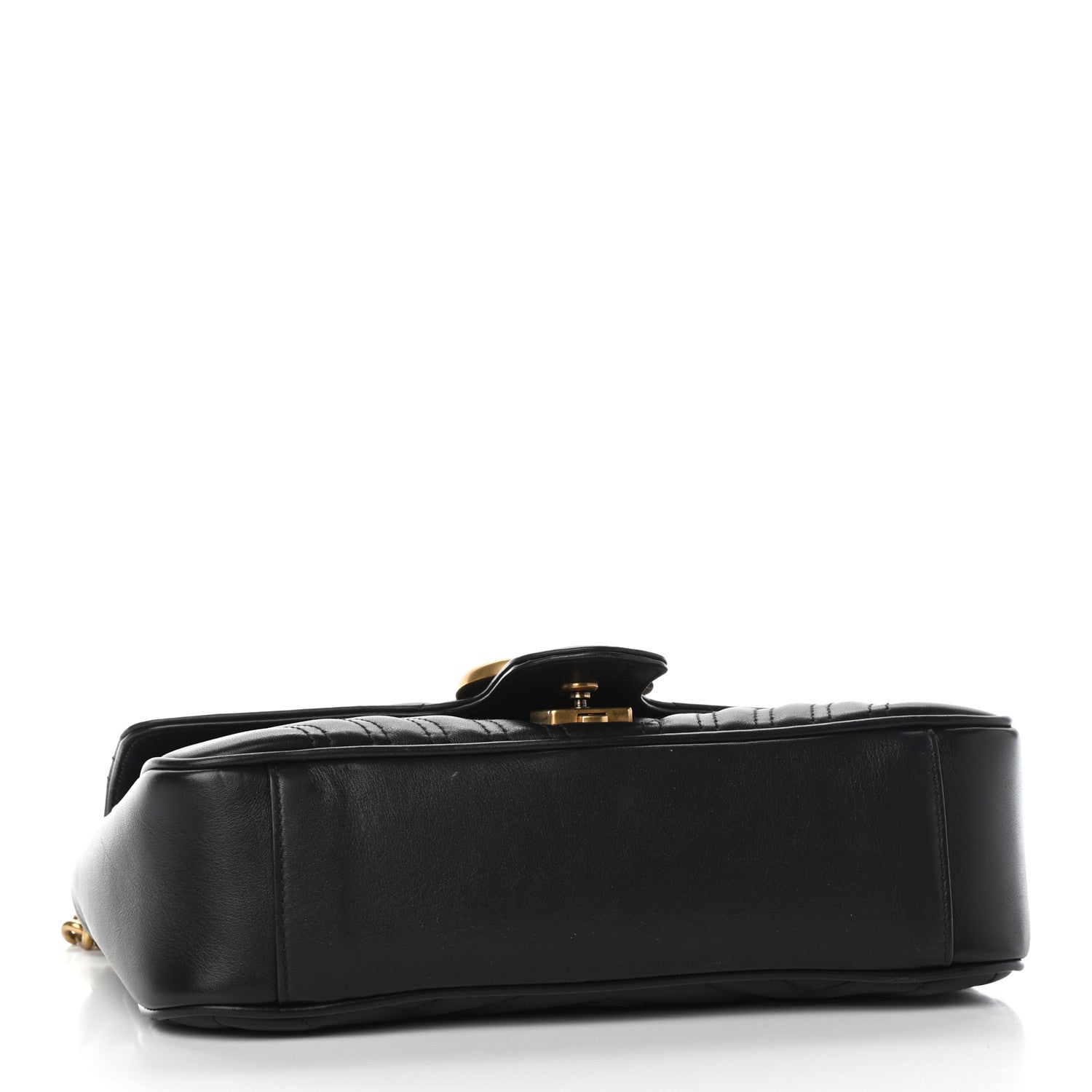 Gucci Calfskin Matelasse Small GG Marmont Shoulder Bag Black 3 of 5