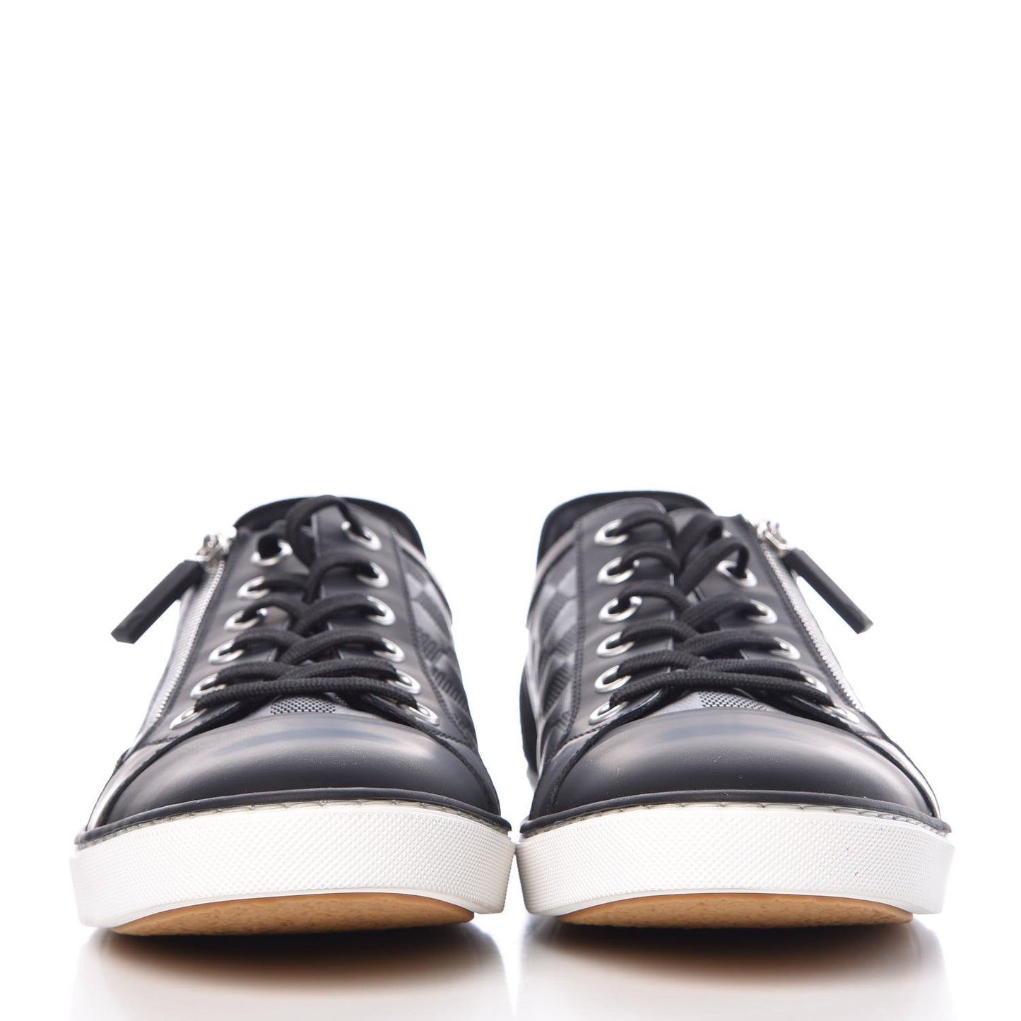 Calfskin Suede Damier Infini Aventure Zip Up Sneakers 9.5 Onyx