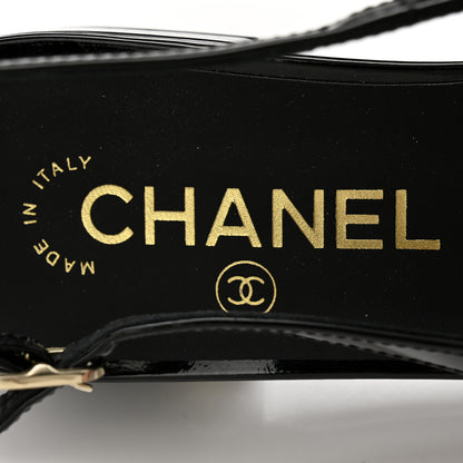 Chanel Patent Calfskin Cap Toe Slingback Flats 39 Black 6 of 9