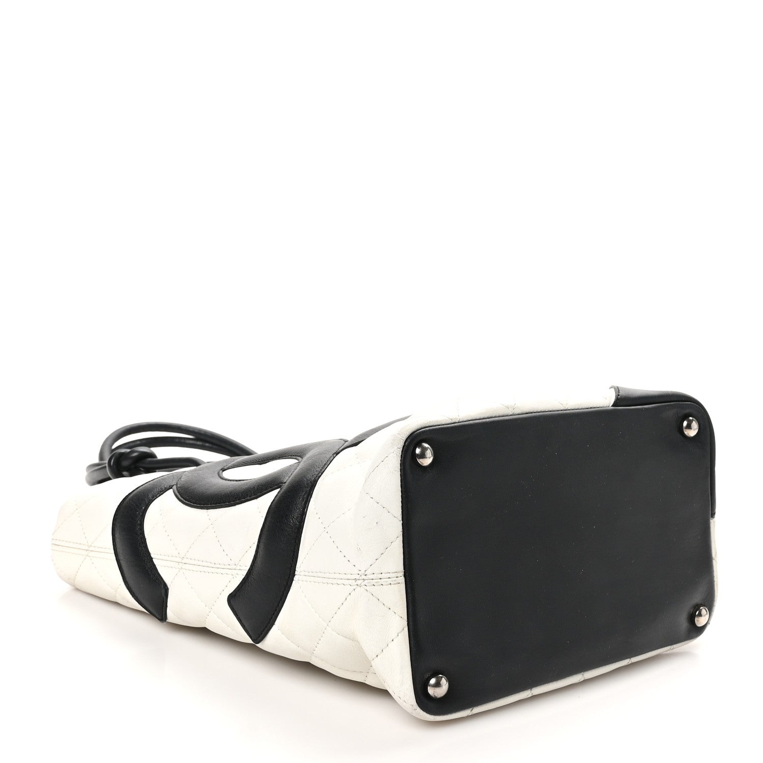 Chanel Calfskin Quilted Medium Cambon Tote White Black 4 of 12