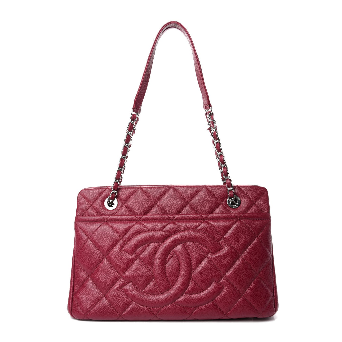 Caviar Quilted Timeless CC Shopping Tote Red