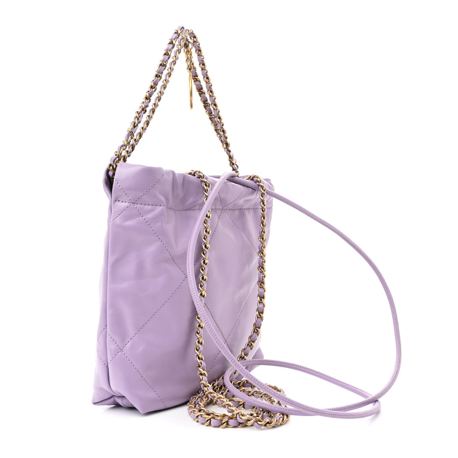 Chanel Shiny Calfskin Quilted Mini Chanel 22 Light Purple 3 of 10