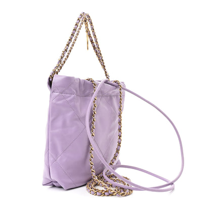 Chanel Shiny Calfskin Quilted Mini Chanel 22 Light Purple 3 of 10