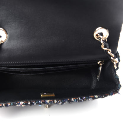 Chanel Glittered Tweed Quilted Mini Rectangular Flap Navy Blue Mulitcolor 5 of 11
