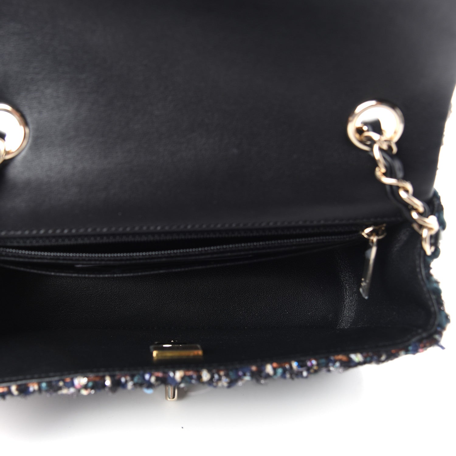 Chanel Glittered Tweed Quilted Mini Rectangular Flap Navy Blue Mulitcolor 5 of 11