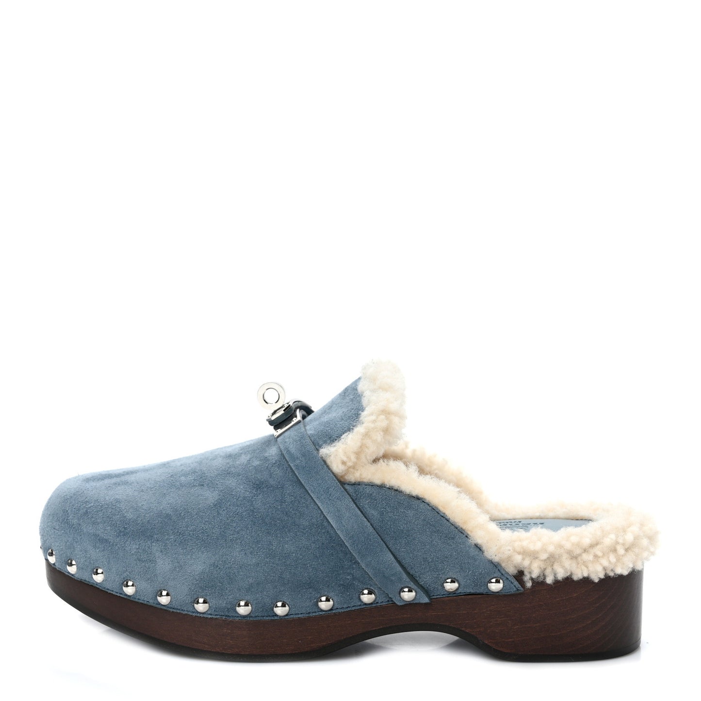 Suede Goatskin Woolskin Carlotta Mules 37 Bleu Pinede