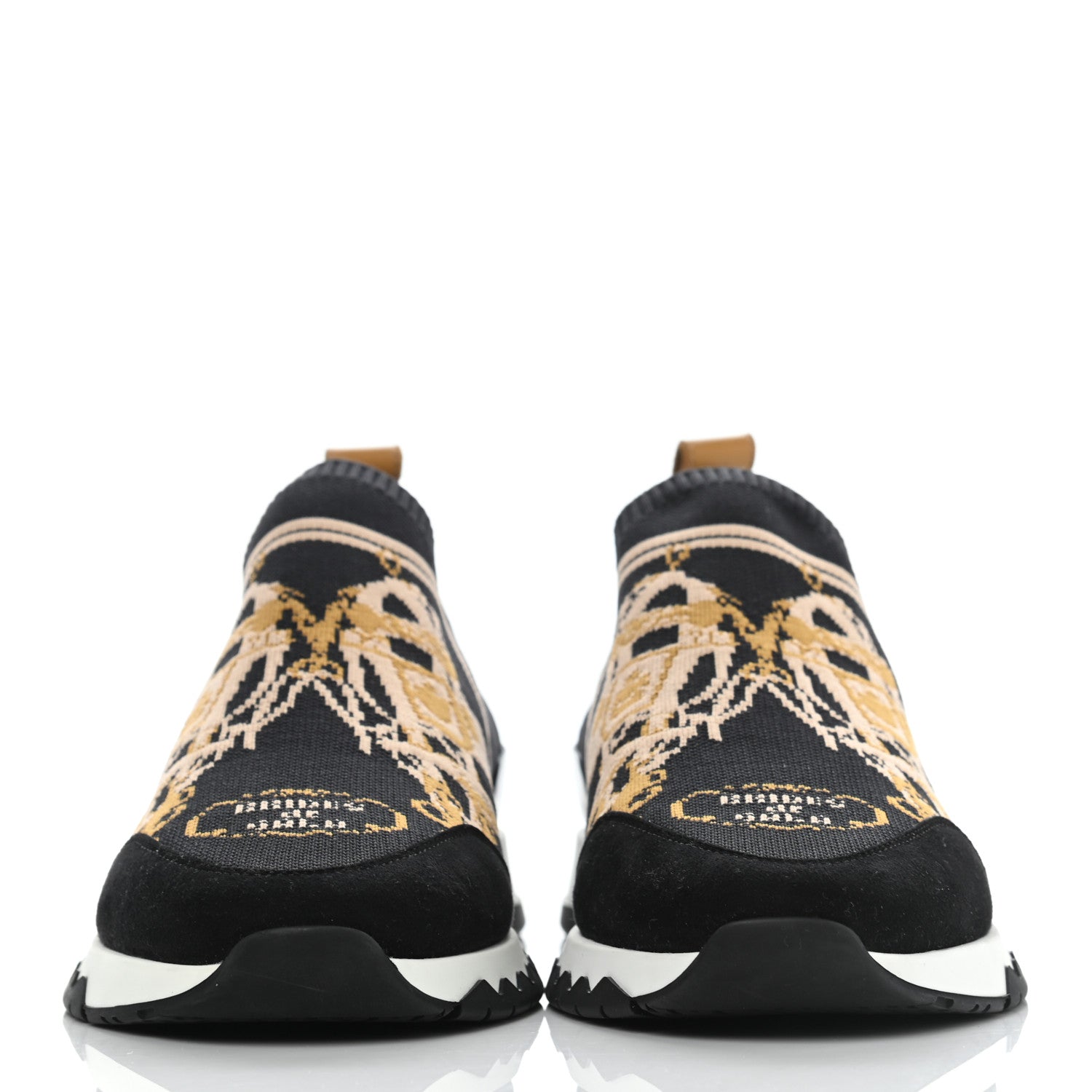 Hermes Knit Goatskin Womens Bow Sneakers 36 Black 2 of 7