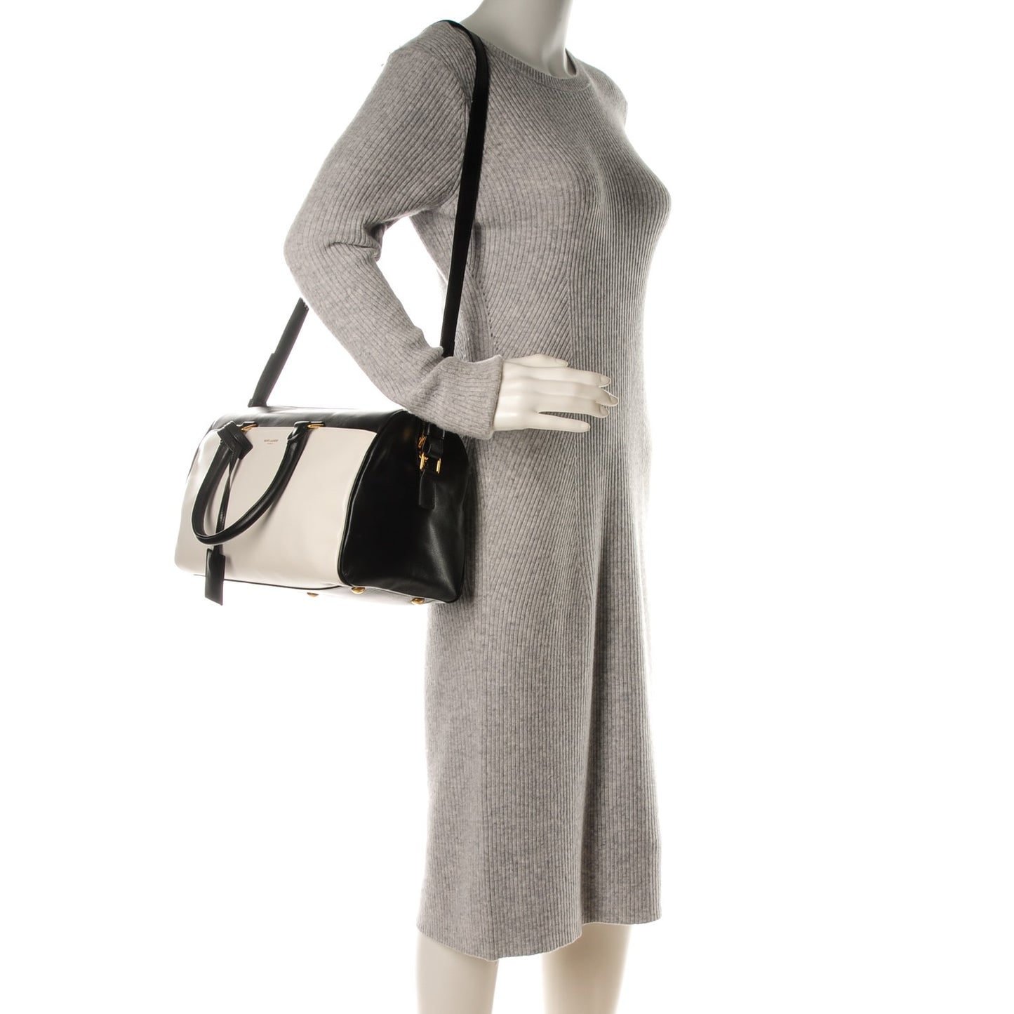 Smooth Calfskin Bi-Color Duffle 6 Black White