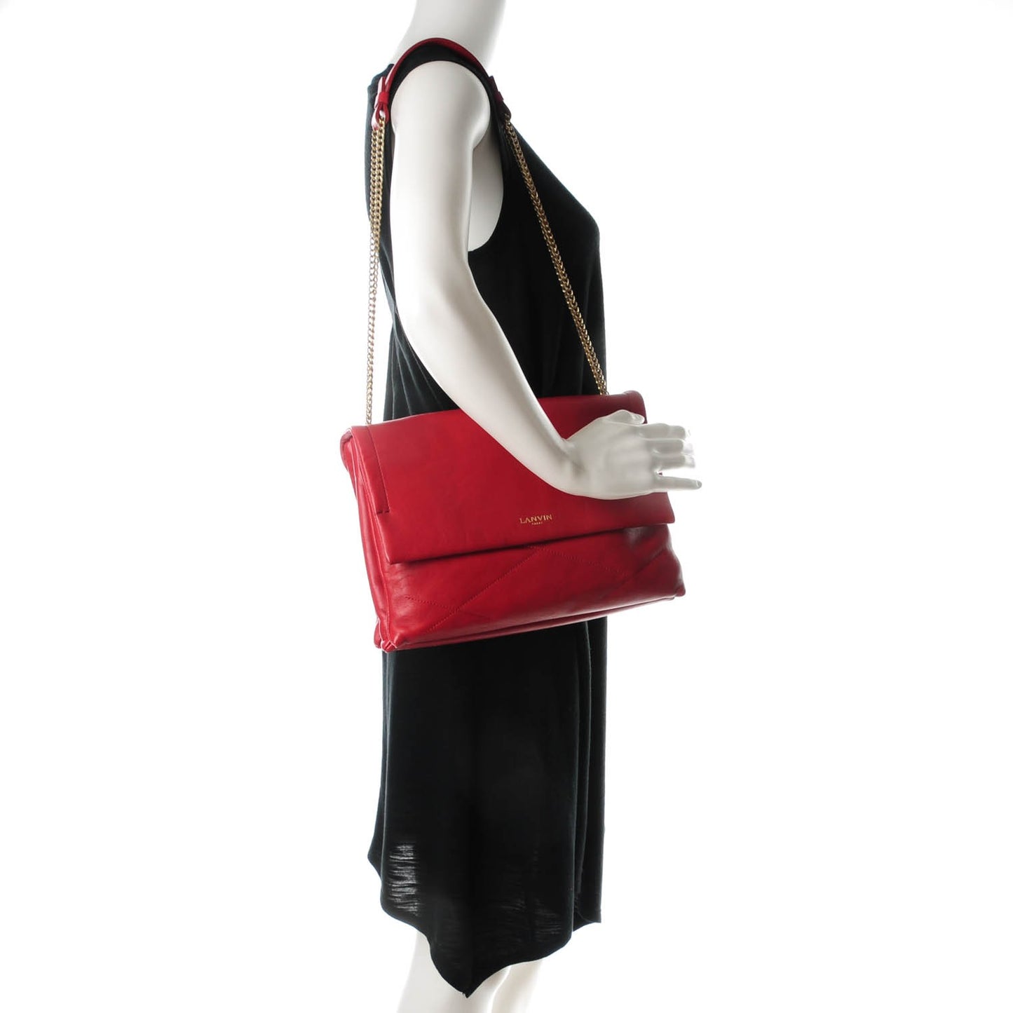 Lambskin Quilted Medium Sugar Flap Shoulder Bag Red