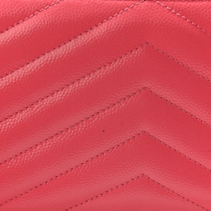 Saint Laurent Grain De Poudre Matelasse Chevron Monogram Zip Around Wallet Rose Clair 16 of 16