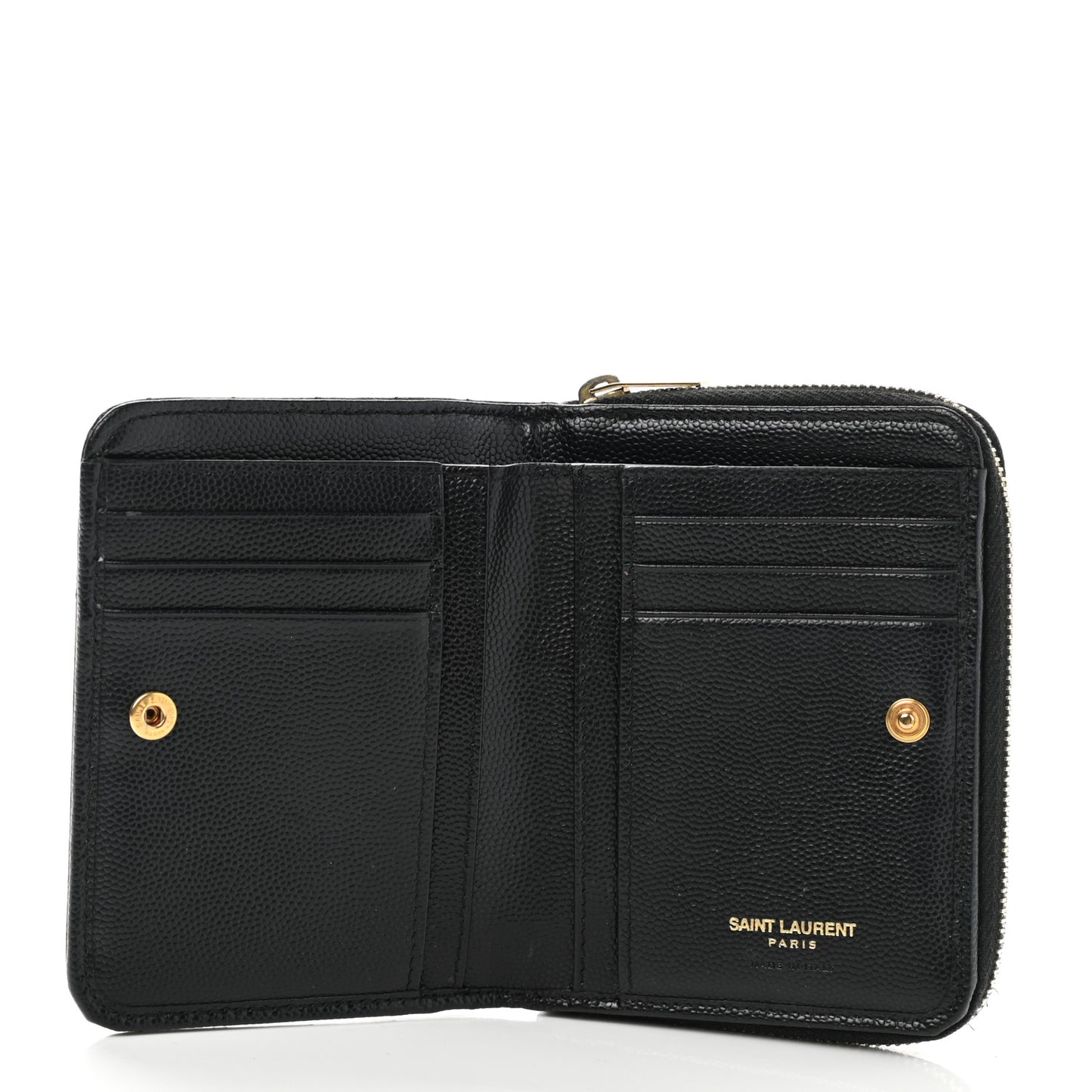 Grain De Poudre Matelasse Chevron Monogram Compact Zip Around Wallet Black